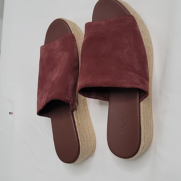 Vince espadrille slide on platform sandals maroon color - Picture 6 of 8